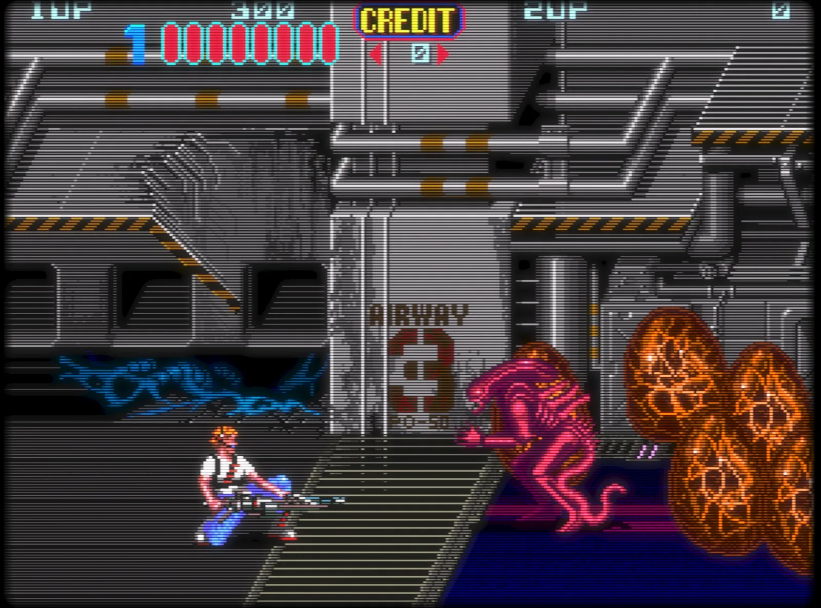 Permainan arkade klasik yang berjalan dengan shader CRT RetroArch
